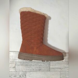 NWT Style & Co. "Nickyy" Chestnut Quilted Suede Fur Boots